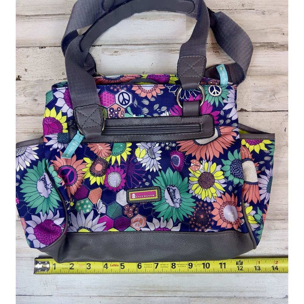 Lily Bloom Sunflower Peace Handbag Satchel Shoulder Bag Matching Wallet Set - Picture 9 of 16